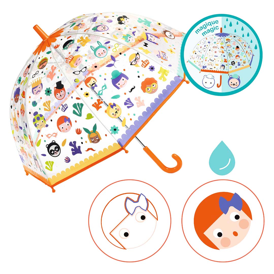 djeco parapluie pour enfants couleurs magiques - visages