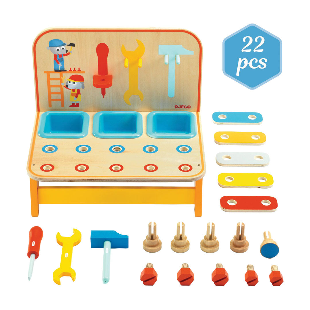 djeco établi pour enfants modèle de table bricotoo - 18 pièces