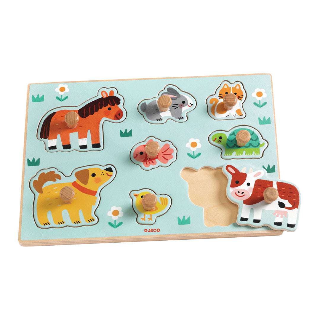 djeco puzzle à boutons dog'n'co - 8 pcs
