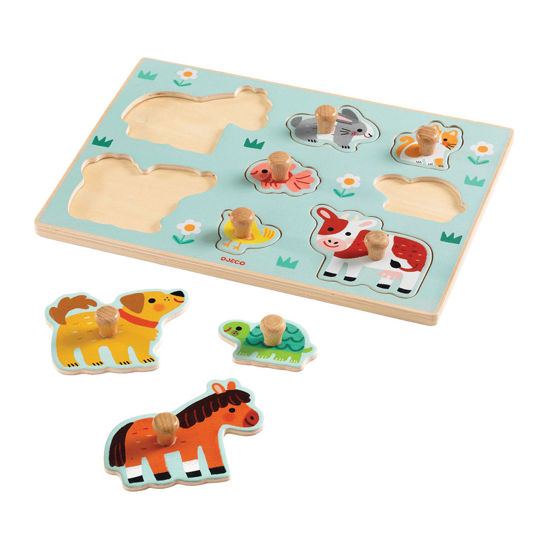 djeco puzzle à boutons dog'n'co - 8 pcs