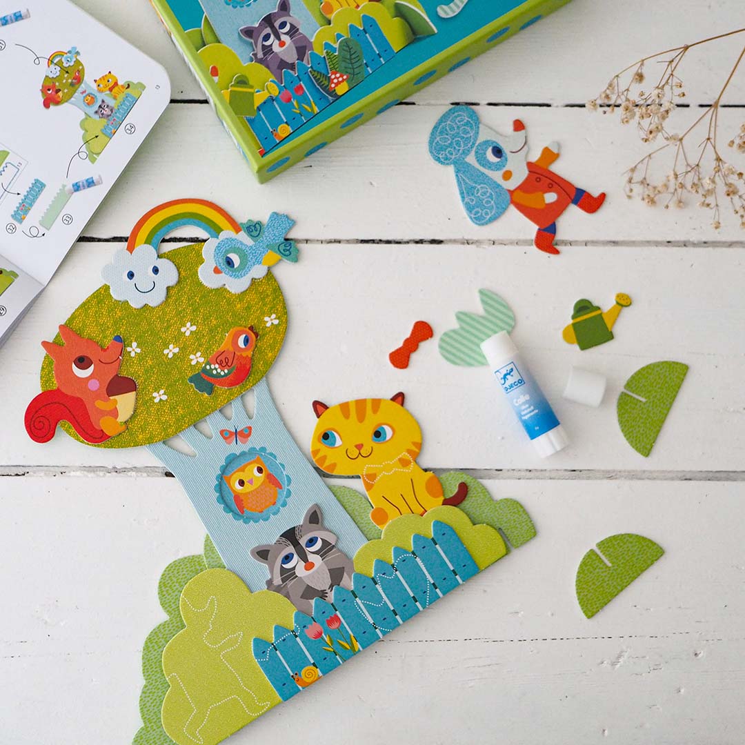 djeco coffret créatif collage 3D - amis du jardin