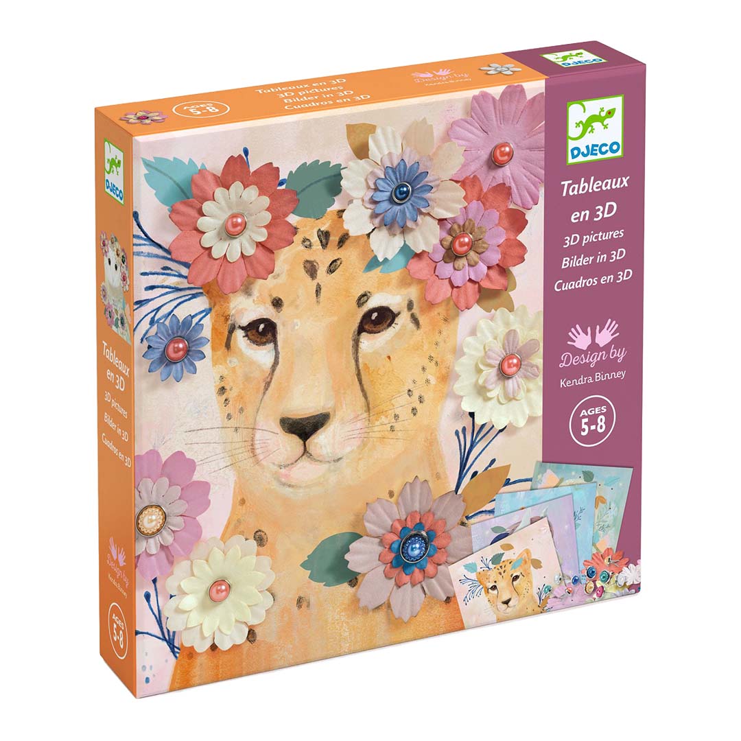 djeco coffret créatif tableaux 3D - créer des fleurs
