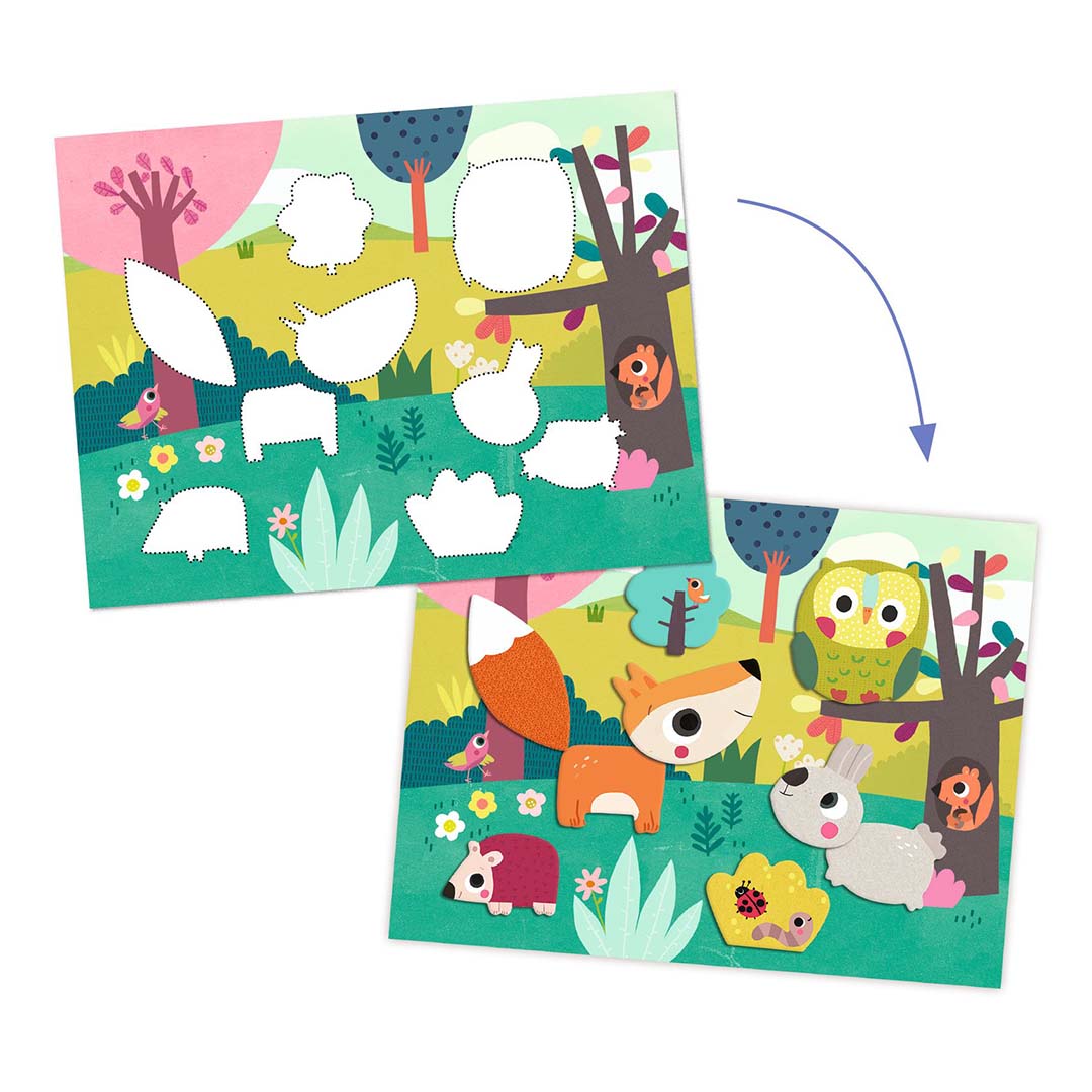djeco knutselset collage dierenvrienden