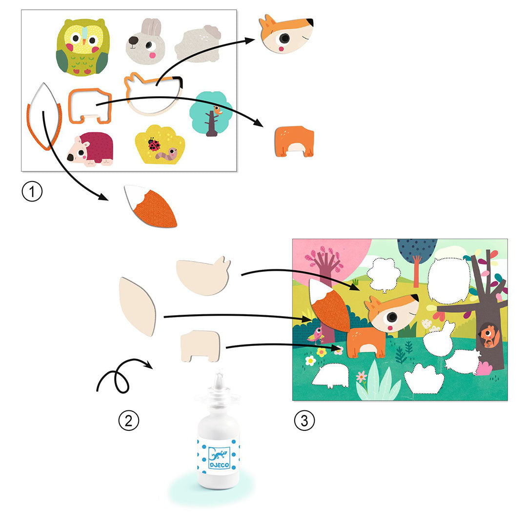 djeco knutselset collage dierenvrienden