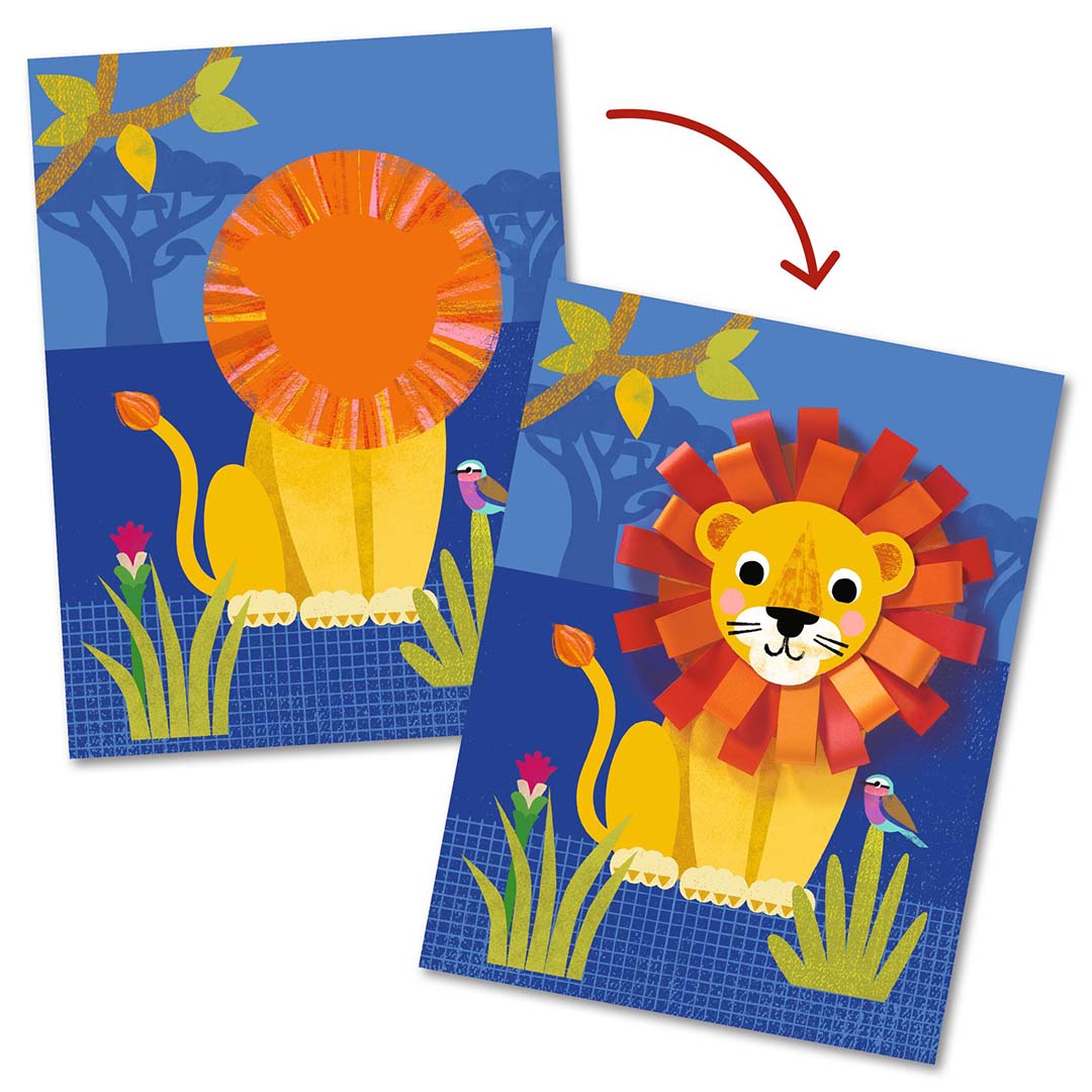 djeco knutselset collage papier - wilde dieren | DJ09868 | 2