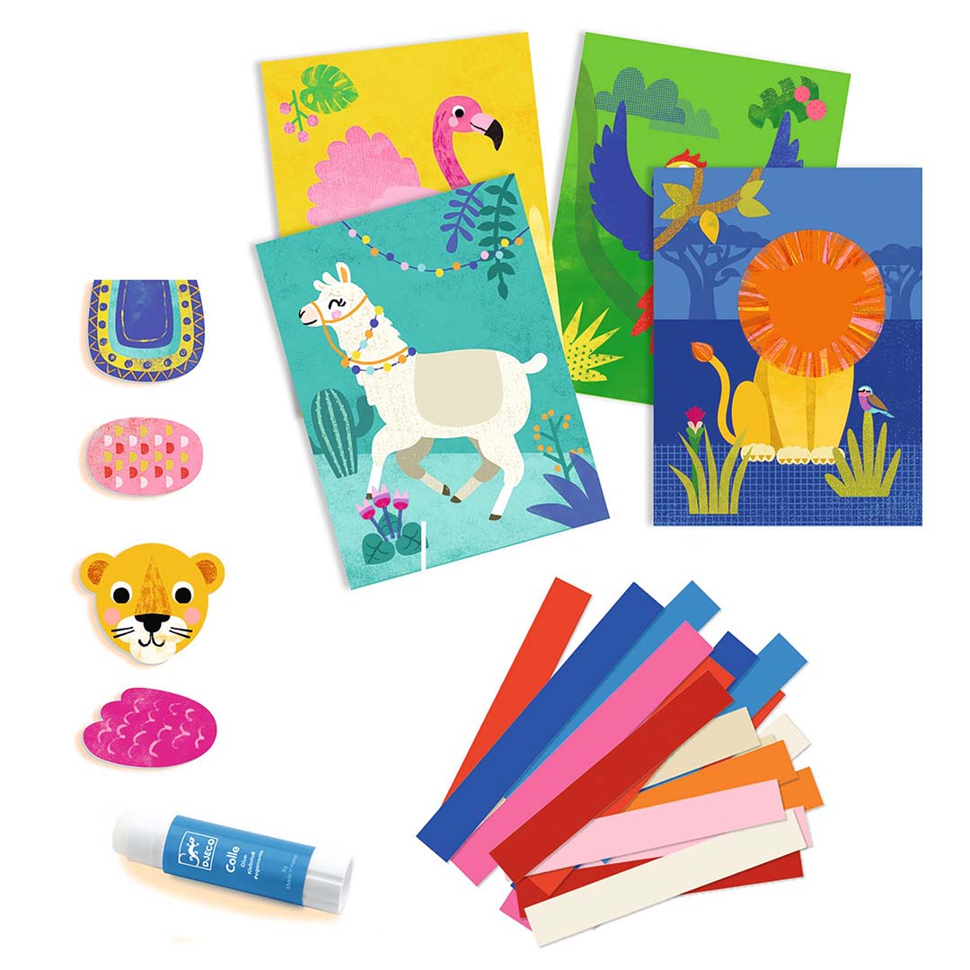 djeco knutselset collage papier - wilde dieren | DJ09868 | 3