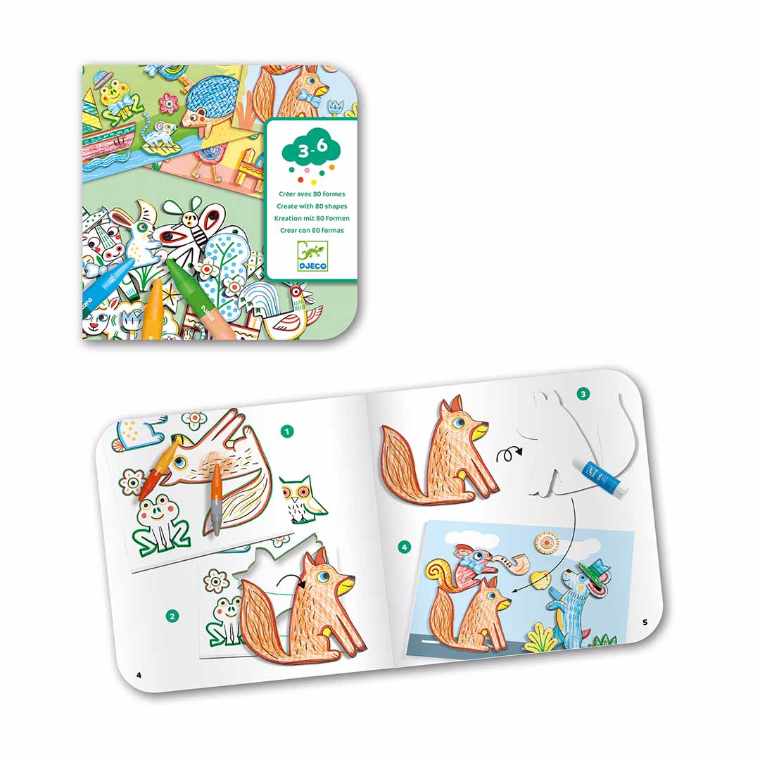djeco knutselset creëren met 80 vormen - dieren | DJ08997 | 4