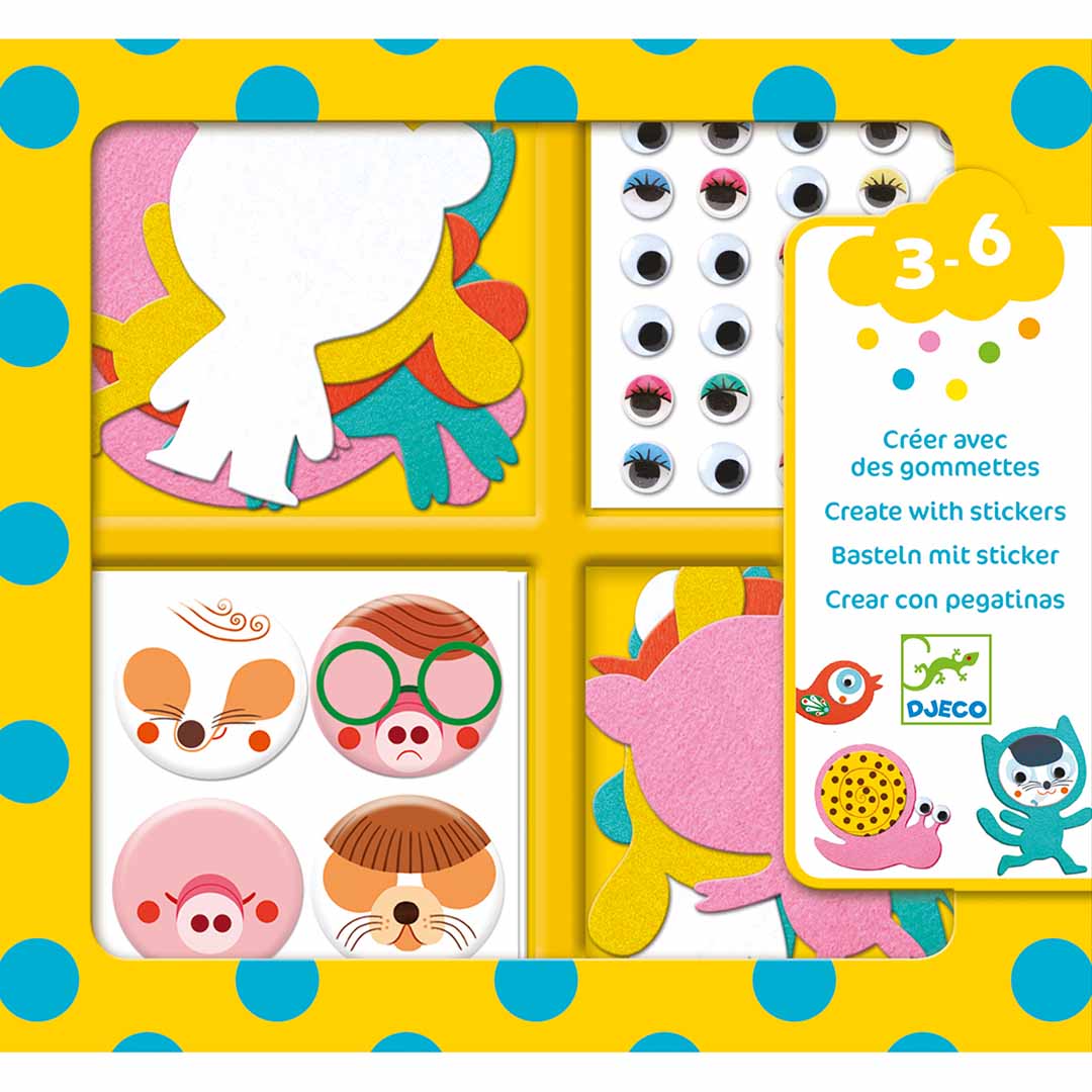 djeco knutselset creëren met stickers - dieren | DJ09050 | 3