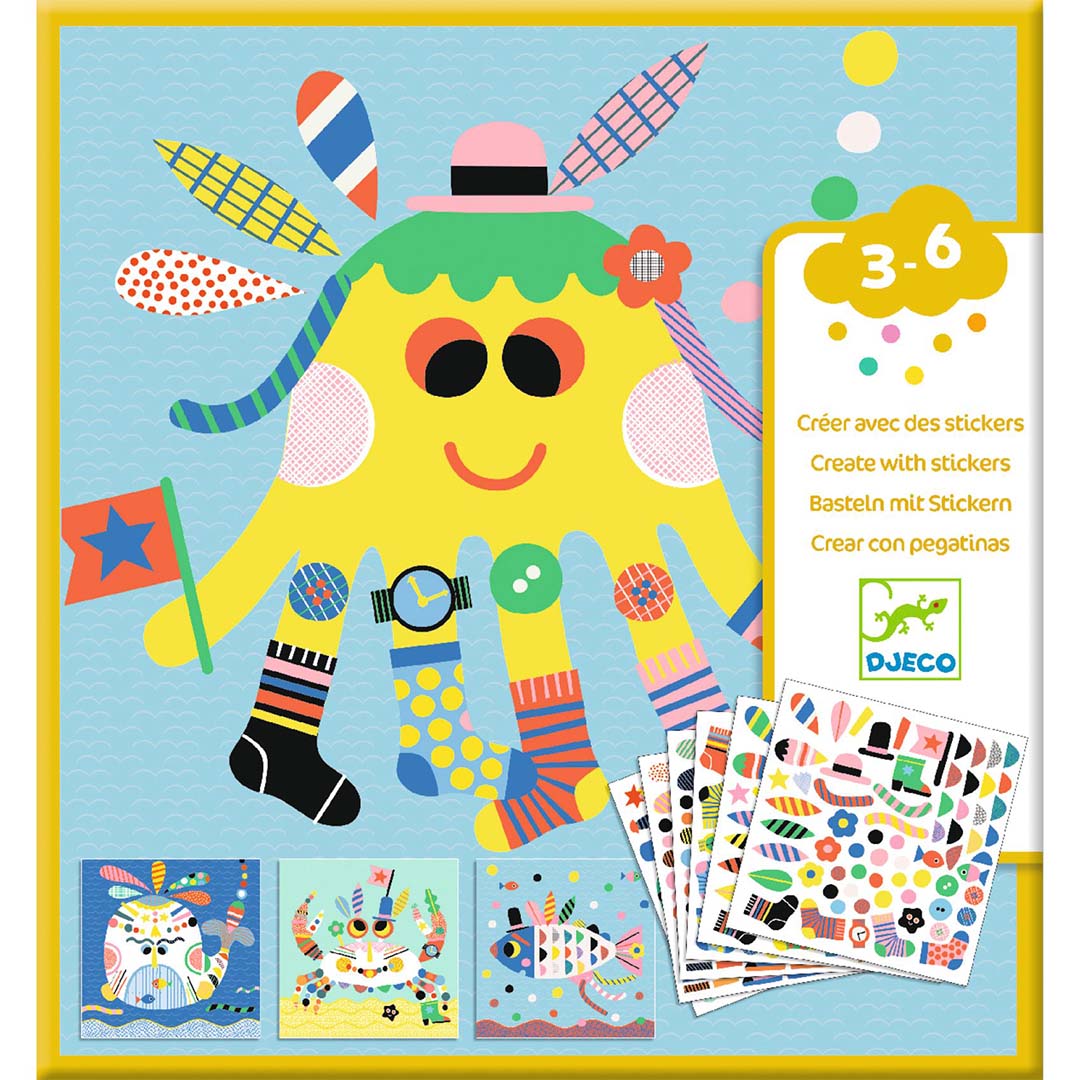 djeco knutselset creëren met stickers - zeedieren