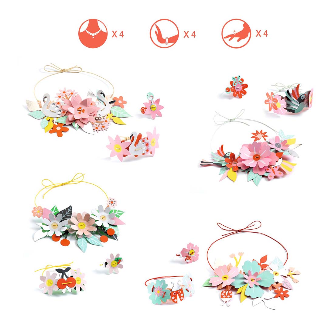 djeco knutselset diy - bloemen sieraden - colourful fun | DJ07957 | 6