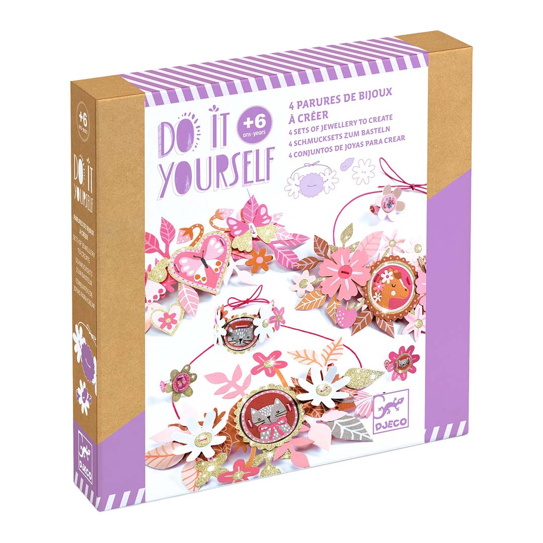 djeco coffret créatif diy - bijoux fleurs - delicate medallions