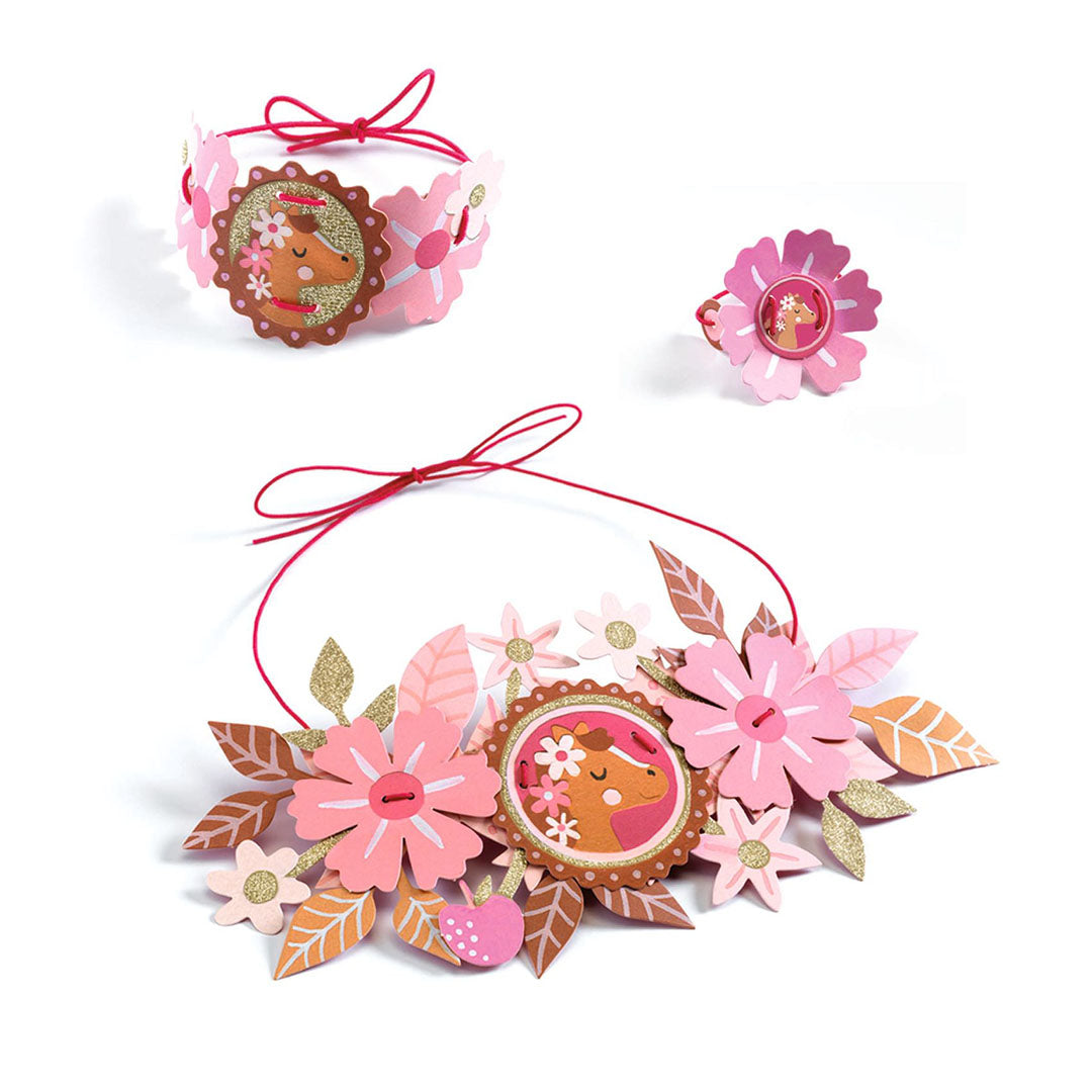 djeco coffret créatif diy - bijoux fleurs - delicate medallions