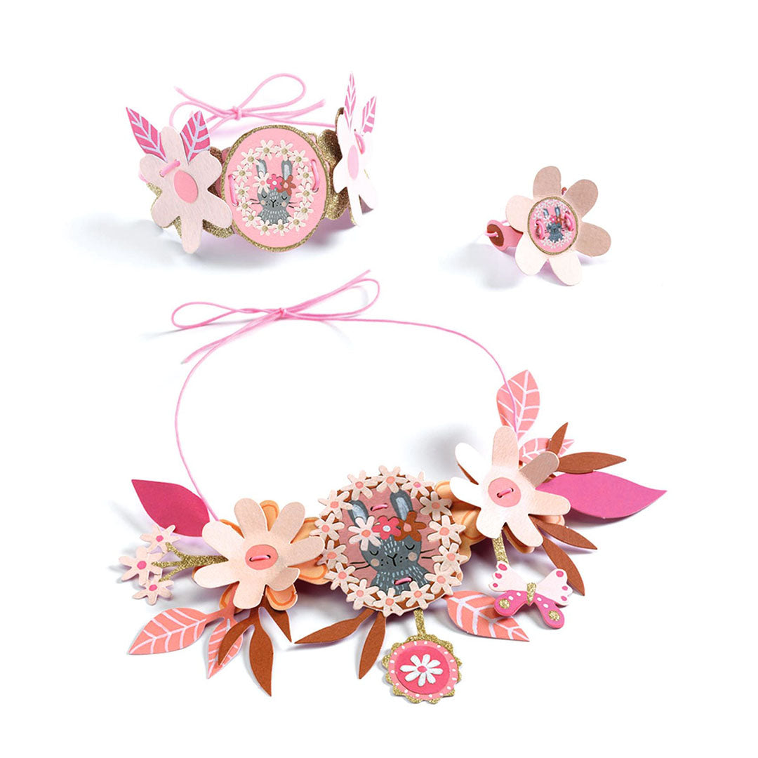 djeco coffret créatif diy - bijoux fleurs - delicate medallions