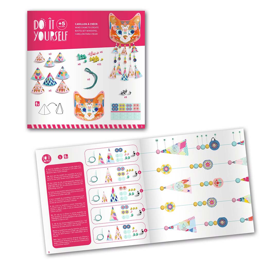 djeco knutselset diy - windgong - poes