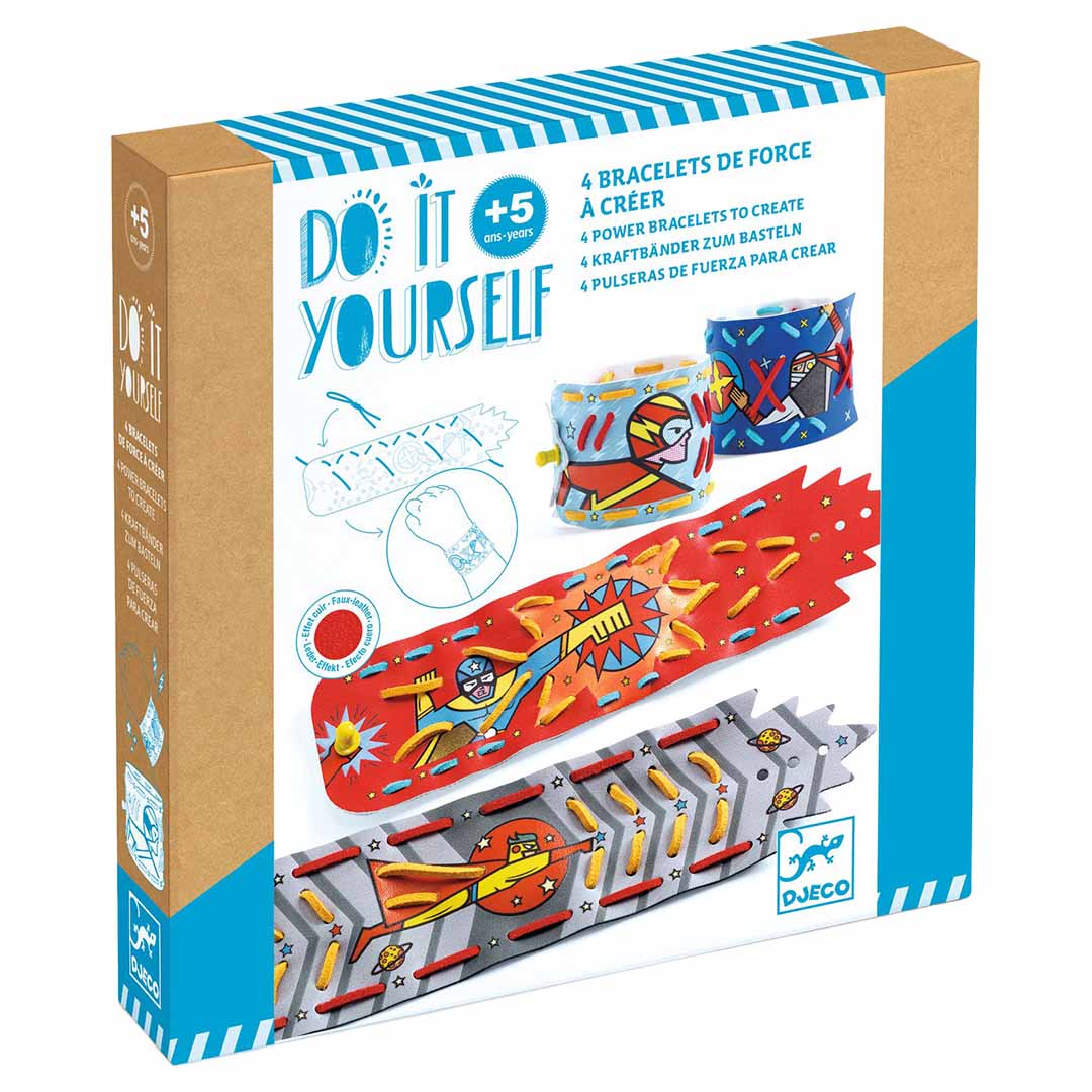 djeco knutselset diy superheld armband - 4st