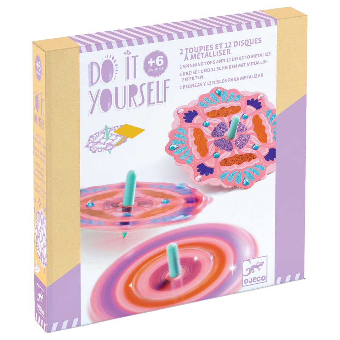 djeco coffret créatif diy fabriquer des toupies flower power