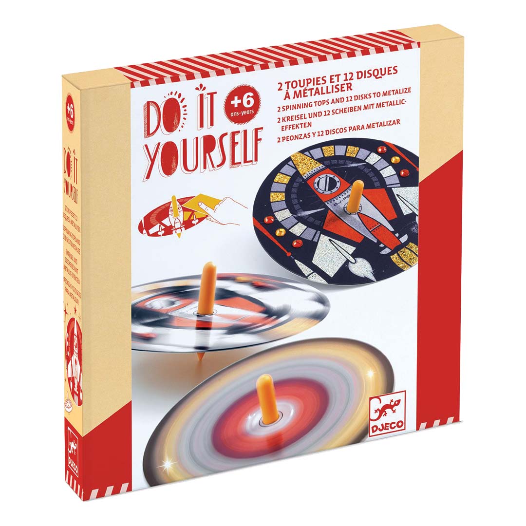 djeco coffret créatif diy créer des toupies hypno cosmos