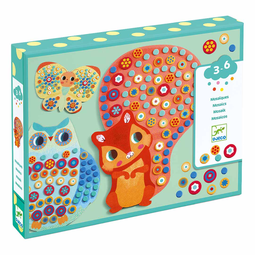 djeco coffret créatif mosaïque animaux mignons