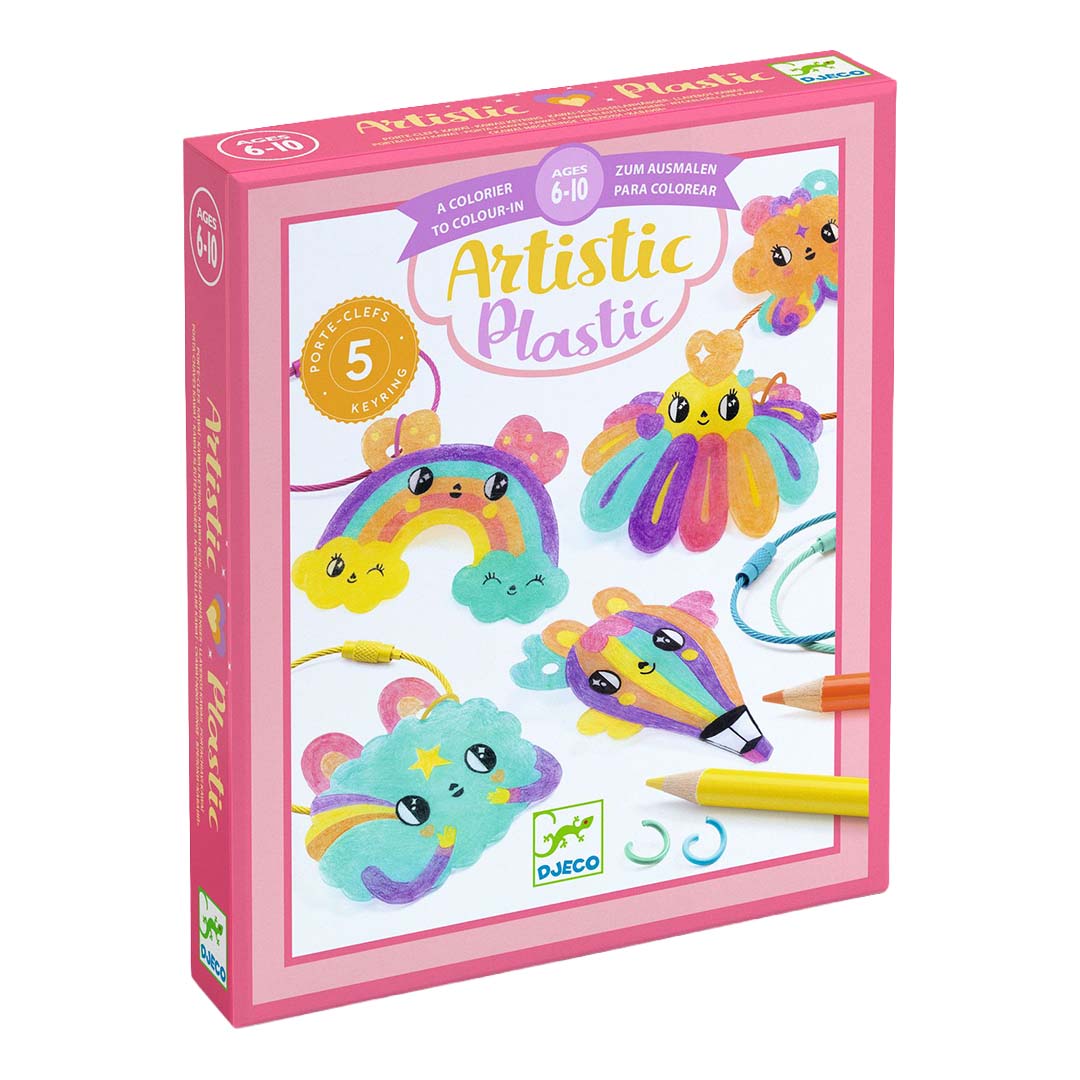 djeco coffret créatif porte-clés plastique fou - kawaii