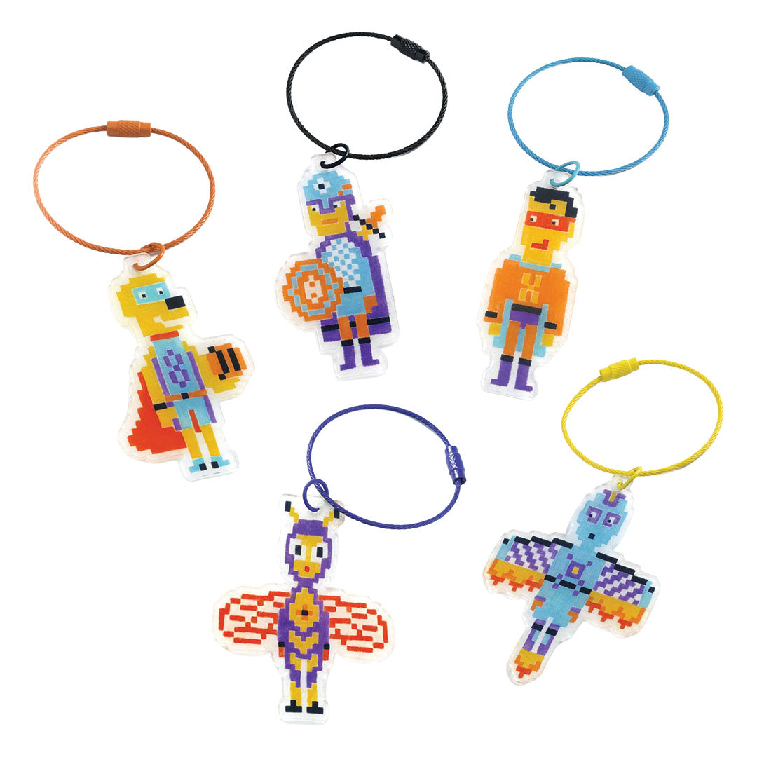 djeco knutselset krimpie dinkie sleutelhangers - pixel helden | DJ79005 | 1