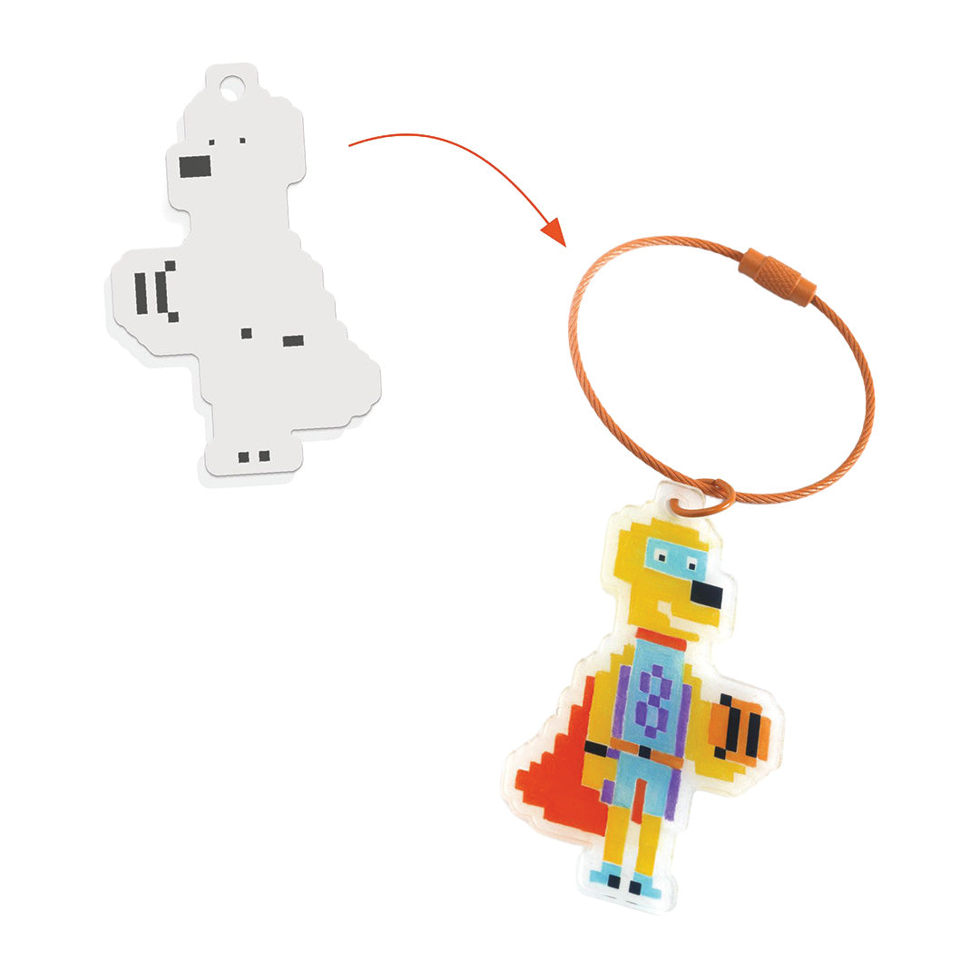 djeco knutselset krimpie dinkie sleutelhangers - pixel helden | DJ79005 | 2