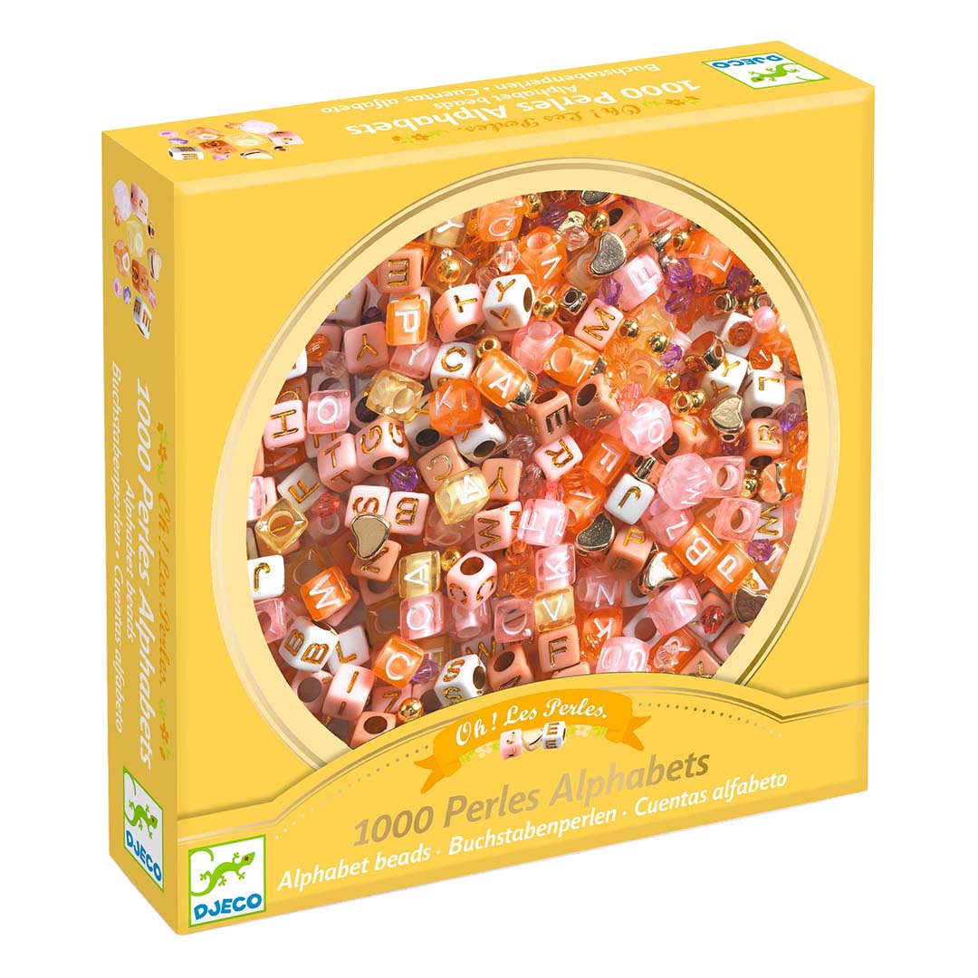 djeco coffret de perles alphabet - doré