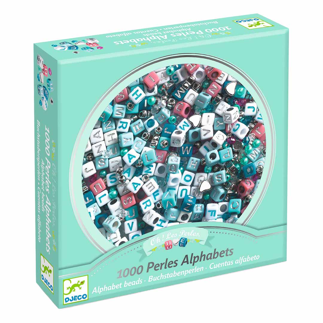 djeco coffret de perles alphabet - argent