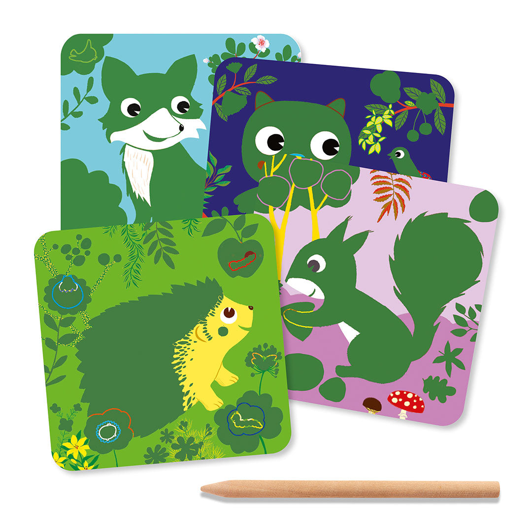 djeco cartes à gratter - petits animaux