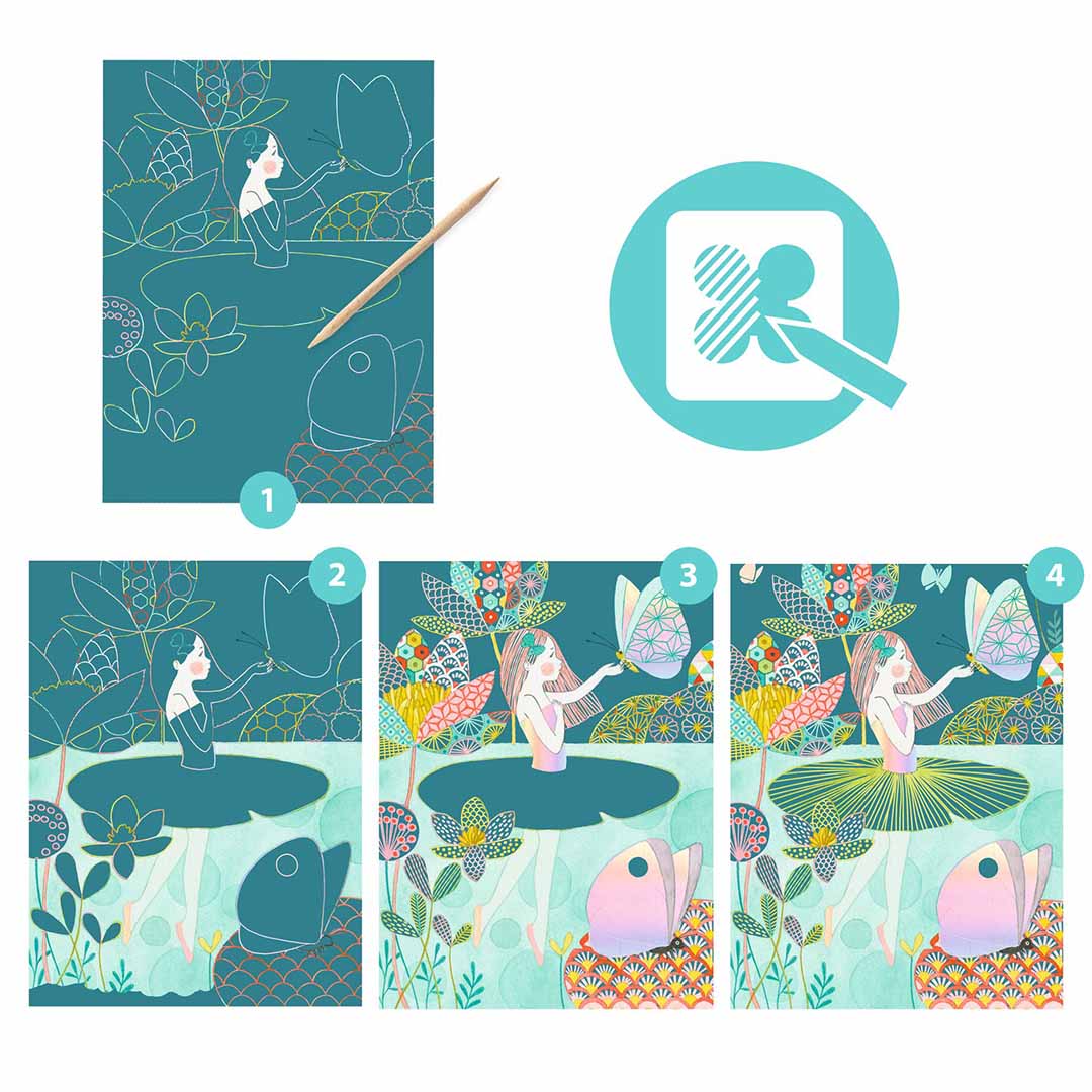 djeco cartes à gratter l'étang