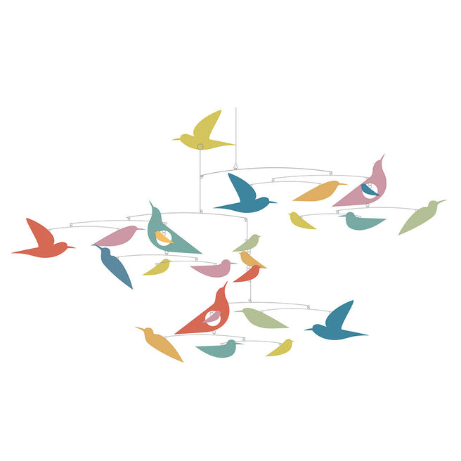 djeco mobile oiseaux colorés