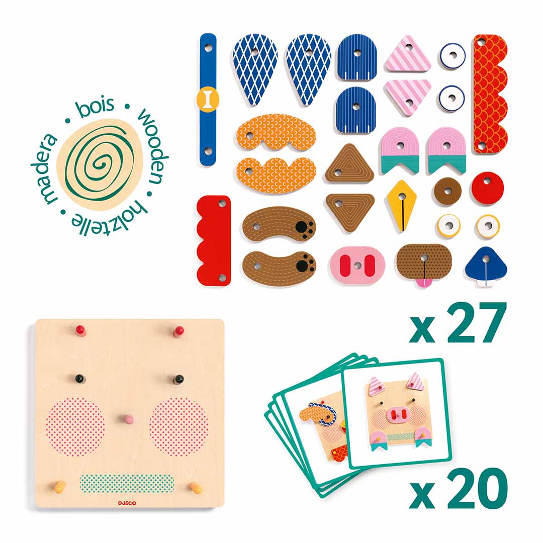 djeco jeu d'assemblage visages d'animaux