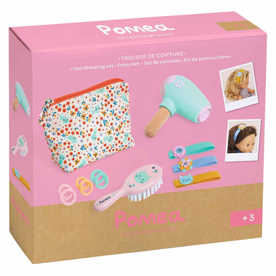 djeco coffret de coiffure pour poupées pomea