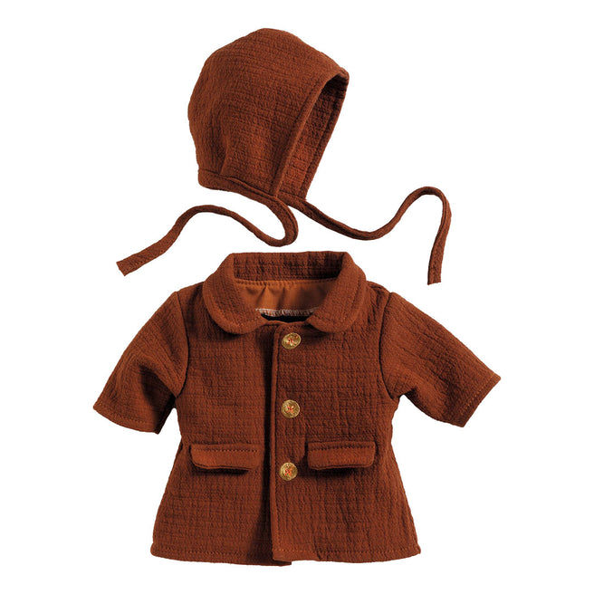djeco manteau pour poupée avec bonnet pomea - fall - 32 cm