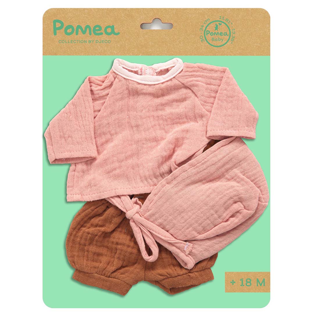 djeco poppenkledingset pomea - peach - 32 cm | DJ07897 | 3