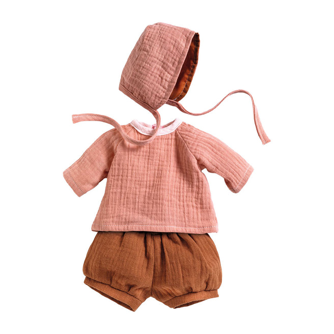 djeco set de vêtements pour poupée pomea - peach - 32 cm