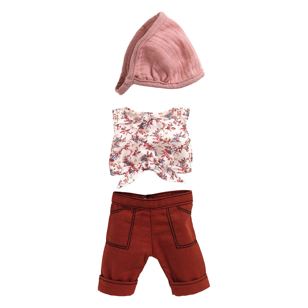djeco poppenkledingset pomea lovely - burgundy - 32 cm | DJ07771 | 0
