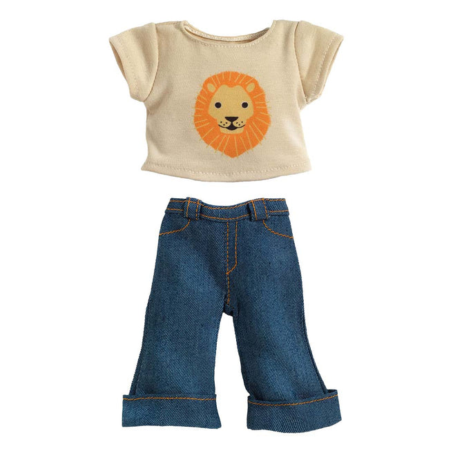 djeco ensemble de vêtements pour poupée pomea lovely - ivoire - 32 cm