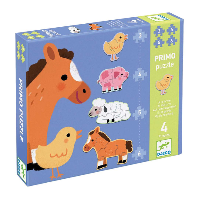 djeco puzzel 4 boerderijdieren - 3,4,5,6 st | DJ07153 | 0