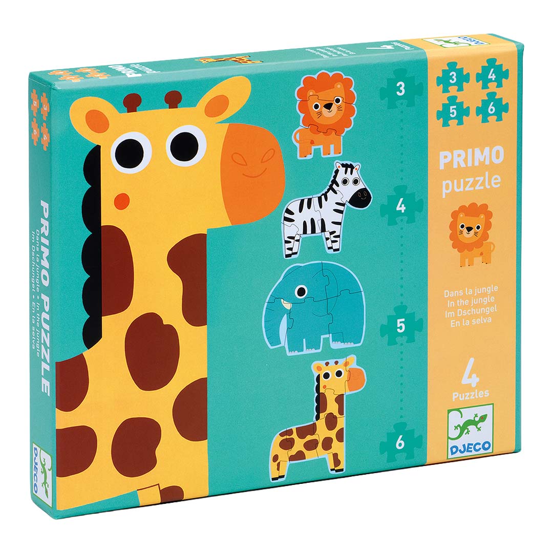 djeco puzzel 4 jungledieren (3,4,5,6 st) | DJ07135 | 0