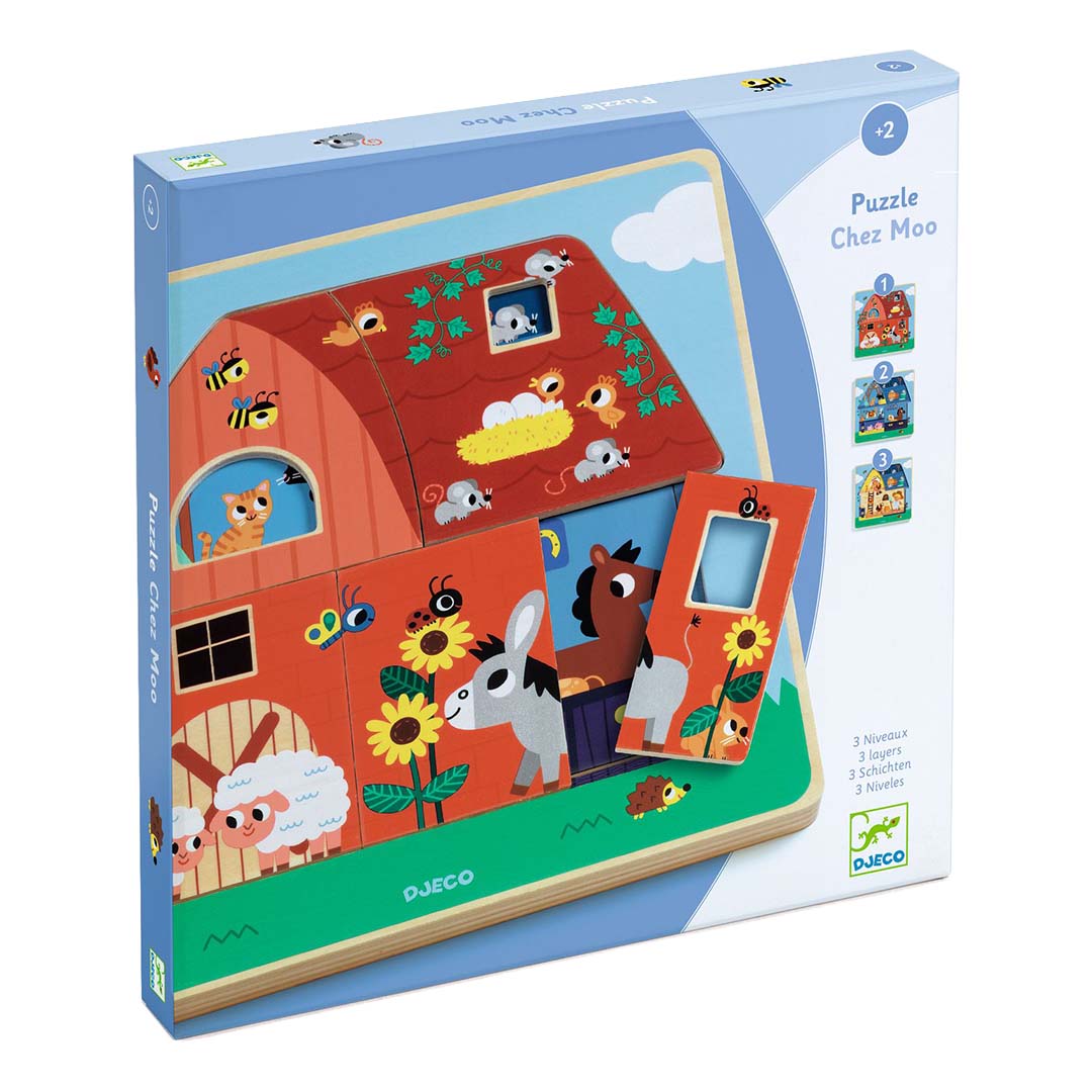 djeco puzzle ferme chez moo - 12 pièces