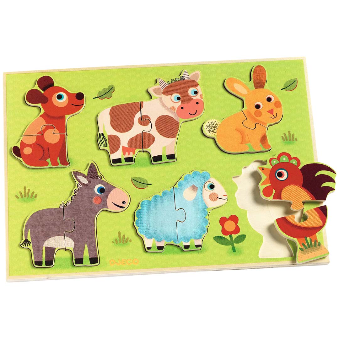 djeco puzzle coucou cow (6 x 2 pièces)