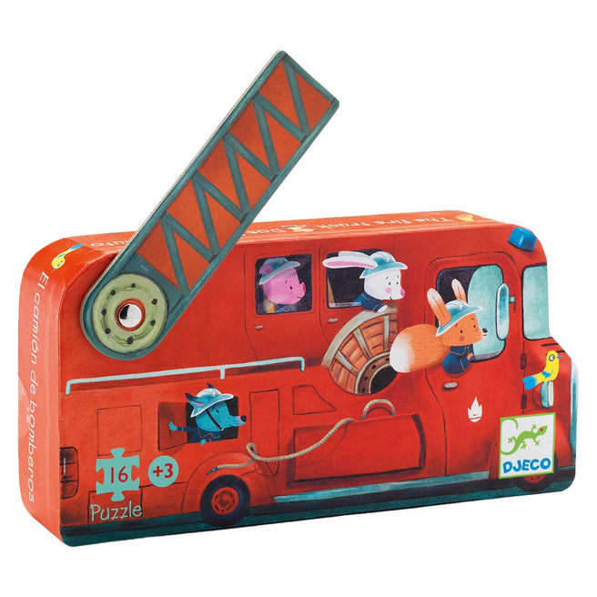djeco puzzle le camion de pompiers (16 pcs)