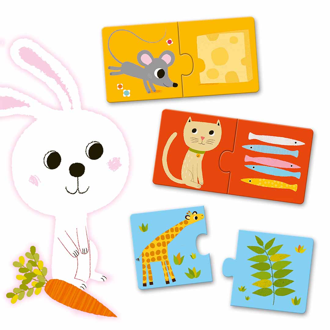djeco puzzel duo wie eet wat (10x2st) | DJ08166 | 2