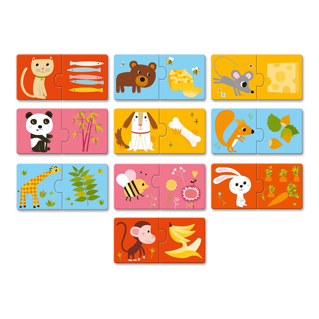 djeco puzzel duo wie eet wat (10x2st) | DJ08166 | 1