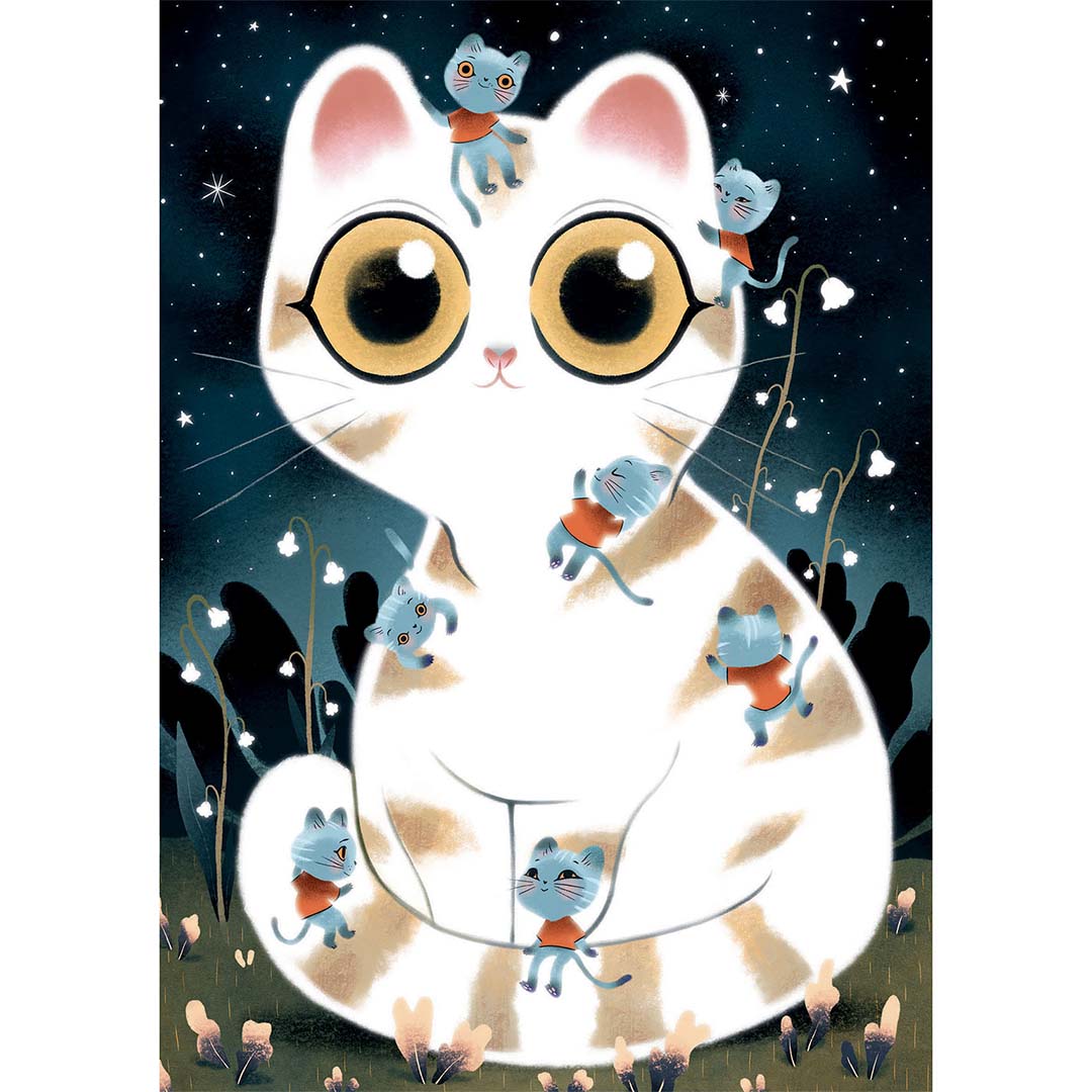 djeco puzzel glow in the dark knuffelige kat - 50st | DJ07021 | 1