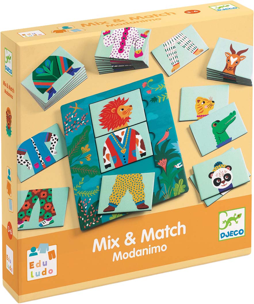 djeco puzzle mix&match modanimo - 18x2pcs