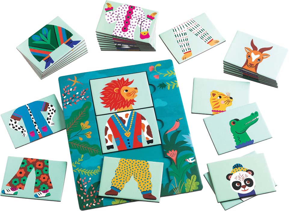 djeco puzzle mix&match modanimo - 18x2pcs