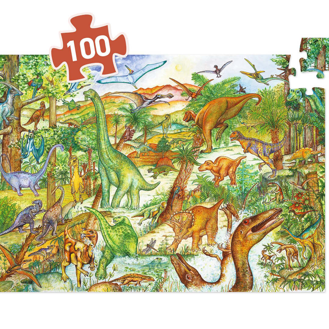 djeco puzzle observation dinosaures (100 pièces)