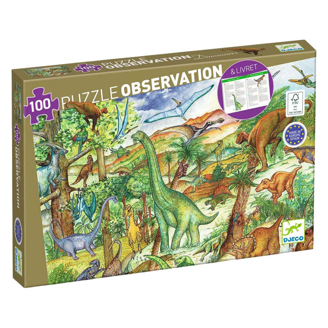 djeco puzzle observation dinosaures (100 pièces)