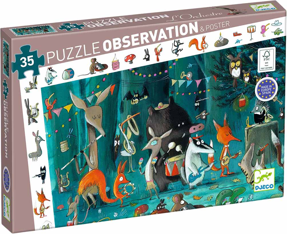 djeco puzzel observation het dierenorkest (35st)
